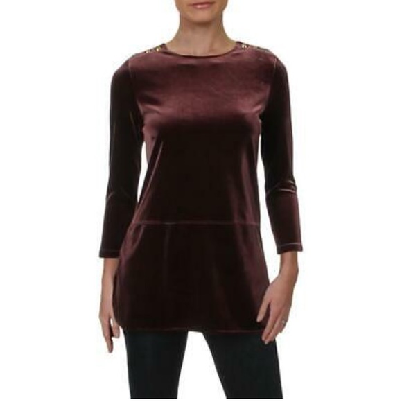 Lauren Ralph Lauren Velvet Tunic Top - Picture 1 of 8